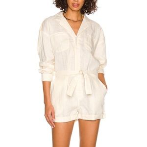 Acacia Swimwear Billy Romper Jumpsuit- Linen, Cream